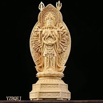 Amazon｜木彫り仏像【千手観音菩薩】桧木製高級木彫り（子年